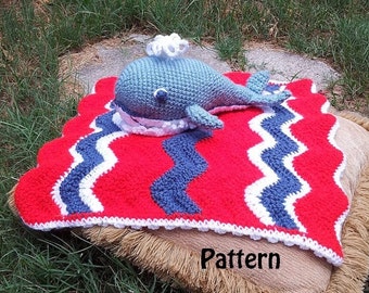 Crochet  Soft Blue Whale Cuddle Blanket, Lovie, Snuggie  Instant Download PDF Pattern