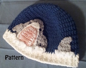 Shark Week Crochet Shark Beanie Hat Instant Download PDF File Pattern