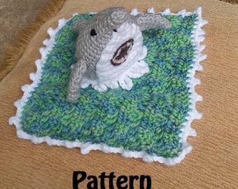 Celebrate Shark Week with a MINI Shark Cuddle Bebe Blanket, Lovey, Snuggy Instant Download PDF Pattern