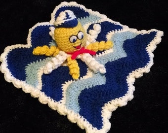 Sailor Octopus Lovey, Cuddle Blanket Instant Download PDF Pattern