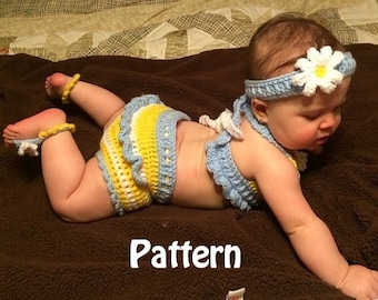 4 Piece Photo Prop Baby  Halter Top, Ruffled Bloomers, Toe Sandals and Headband  Set Instant Download PDF Pattern