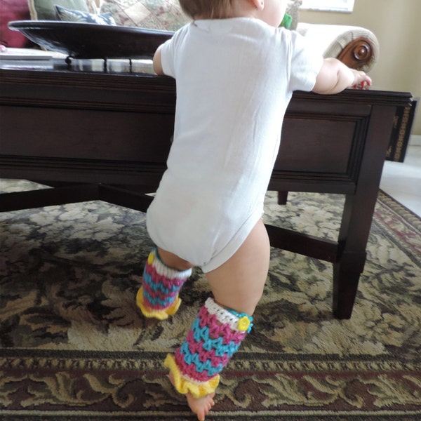 Baby Ruffled Zig-Zag Color Legwarmers Instant Download PDF File Pattern