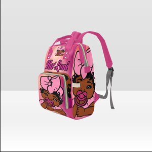 African American Baby Girl PINK OMBRE Backpack Personalized Diaper Bag Print Baby Shower Gift Mommy Daddy Melanin image 2