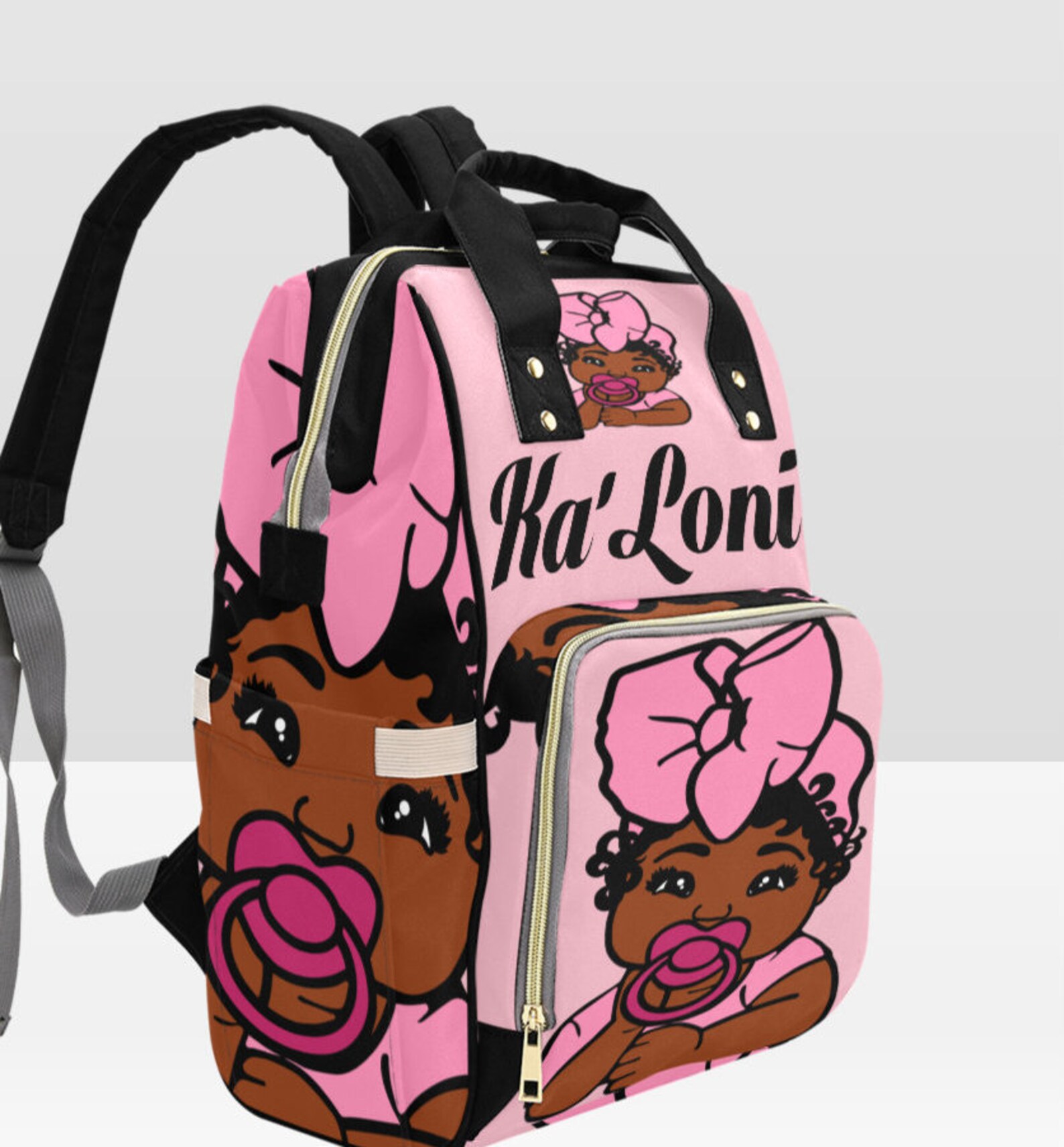 African American Baby Girl Backpack Personalized Diaper Bag Etsy