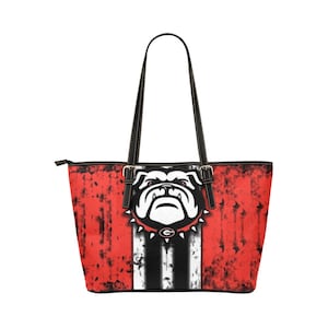 GA Leather Tote Purse. Dogs  Fan Tote Bag. Shoulder Bag Adjustable Straps