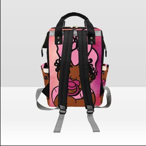 African American Baby Girl PINK OMBRE Backpack Personalized Diaper Bag Print Baby Shower Gift Mommy Daddy Melanin image 8