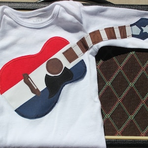Red White and Blue Acoustic Guitar Outfit - 4th Of July Guitar Bodysuit