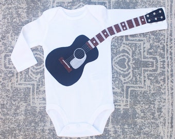 Black Acoustic Guitar Bodysuit, Custom Shirt, Air Guitar, Fun Baby Clothes, Celebrity Guitar,