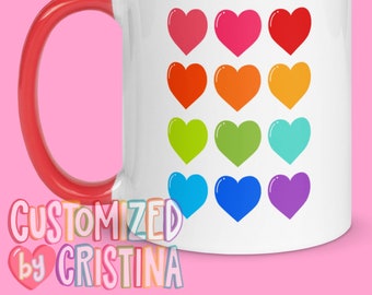 Rainbow Hearts 11oz Ceramic Mug
