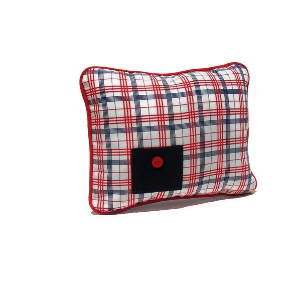 Boys Tooth Fairy Pillow, Kids Pillow, Boys Plaid Pillow, Red and Navy Plaid Tooth Fair Pillow, Boys Bedroom Decor, Can Be PERSONALIZED