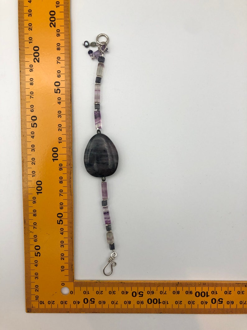 Bracelet Beaded Purple Rainbow Fluorite Sterling Dumortierite Blue Iolite