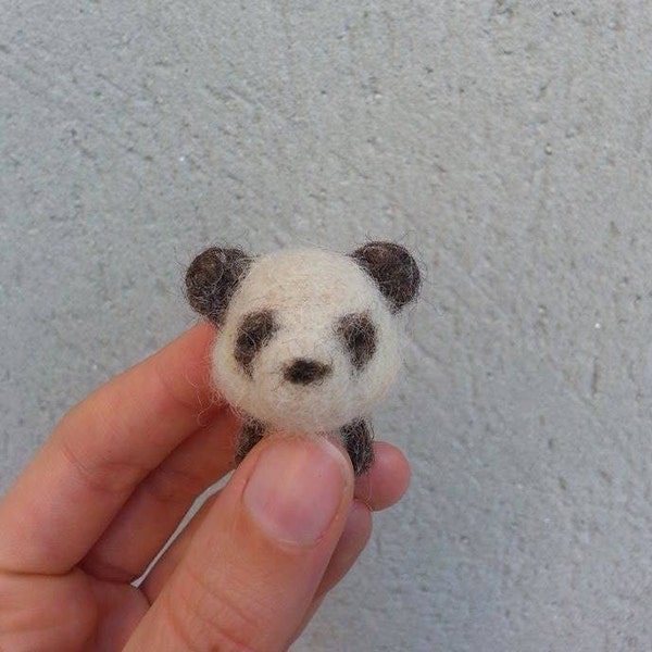 Felt Panda, Little Brooch Panda, Handmade Bear, Needle Felt Bear, Felt Animal, Unique Gift, OOAK Mini Felt Bear, Ready To Send