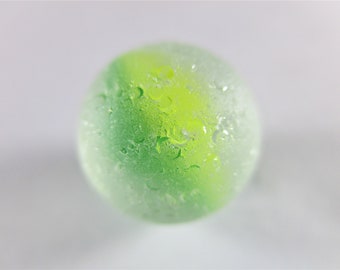 GENUINE SEA GLASS 13mm Marble Flawless Lime Green Cats Eye Real Surf Tumbled Natural Unaltered Beach Seaglass Undrilled Ball Bead U 459b