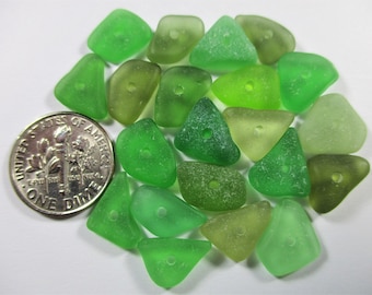 ECHTE ZEEGLAS 12mm Kralen 20 Green Shades Center Geboord Real Surf Tuimelde Natuurlijke Griekse strand gevonden seaglass sieraden kwaliteit kraal C 505