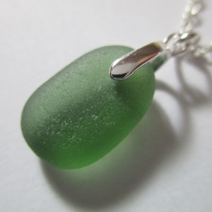 GENUINE SEA GLASS Necklace Sterling Silver Green Gem Pendant Real Surf Tumbled Natural Unenhanced Greek Beach Found Seaglass Jewelry  N 821