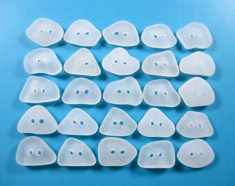 Echte Seeglas 15mm Knöpfe 25 makellose weiße klare echte Brandung getrommelt natürlichen griechischen Strand Seeglas Nähen Stricken Knopf Perlen aber 328