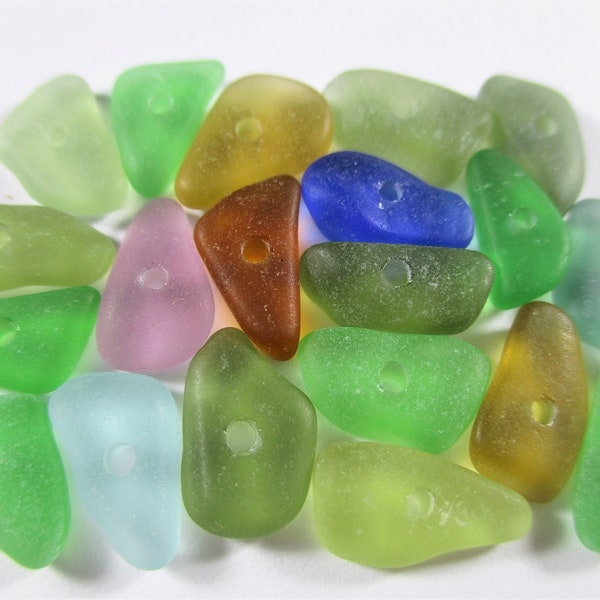 GENUINE SEA GLASS 11mm Beads 20 Colors Center Drilled Real Surf Tumbled Natural Organic Greek Beach Found Seaglass Jewelry Quality  C 585