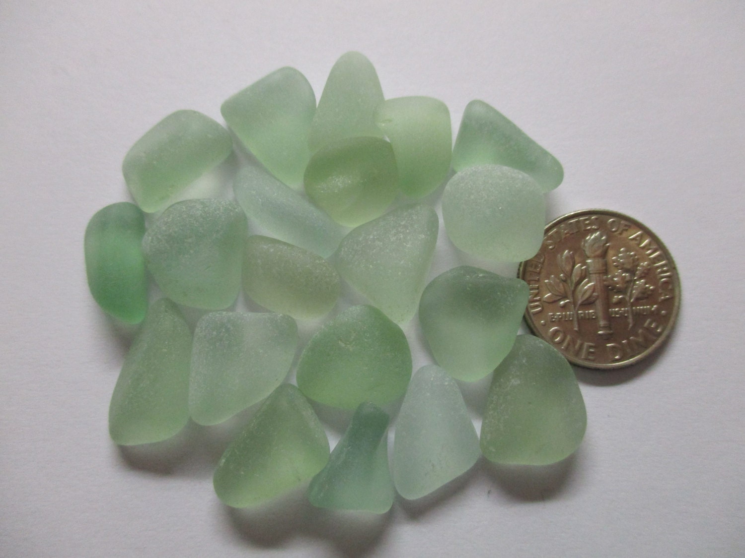 GENUINE SEA GLASS 12mm 15mm Seafoam Pastel Green 20 Real Surf Tumbled