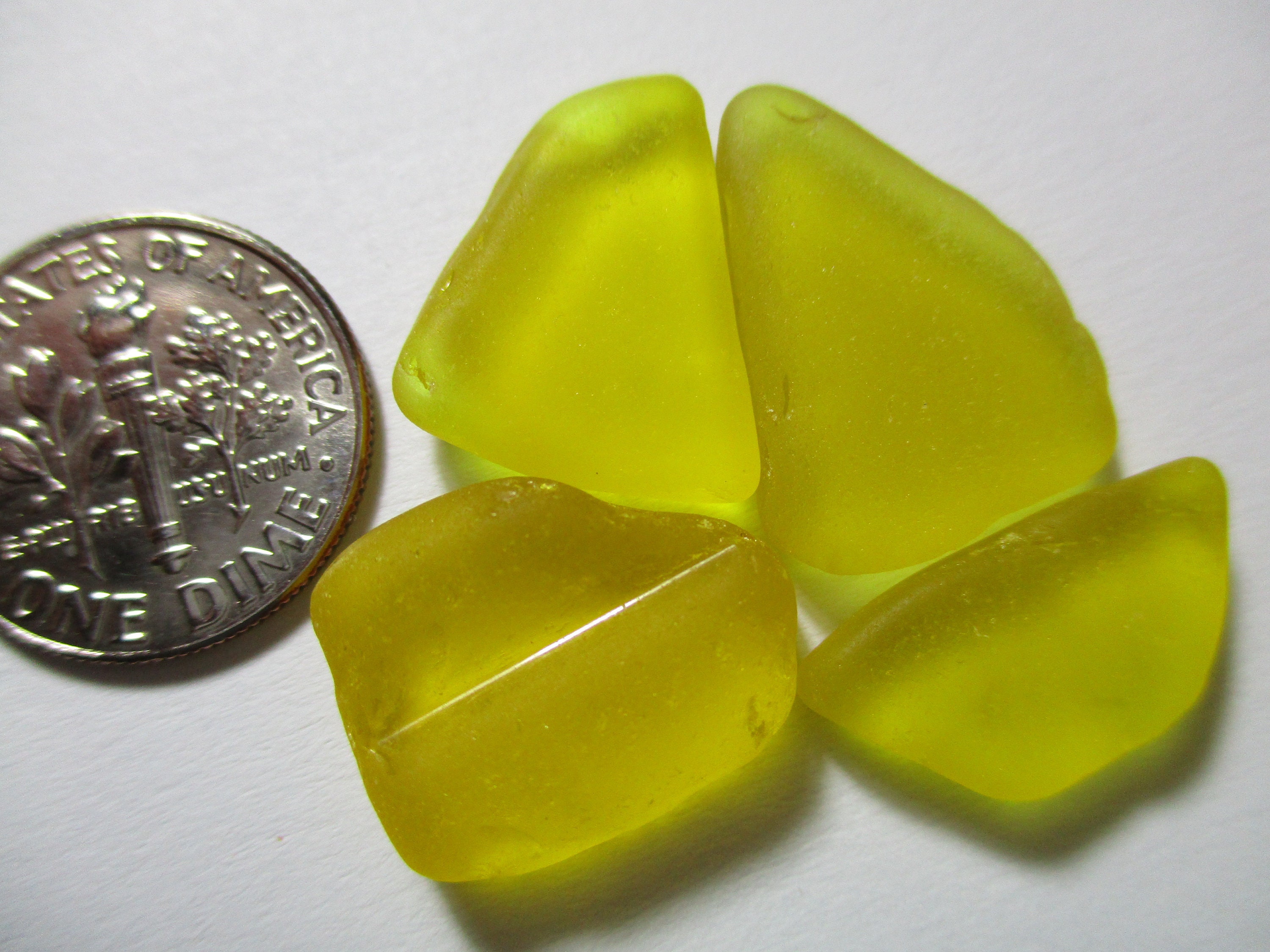 GENUINE SEA GLASS 4 Rare Yellow Real Surf Tumbled Natural Etsy