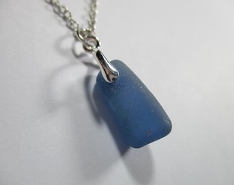 Collar de cristal marino auténtico en plata de ley, impecable, gema azul real rara, pulida, natural, griega, de playa, colgante de joyería N 848