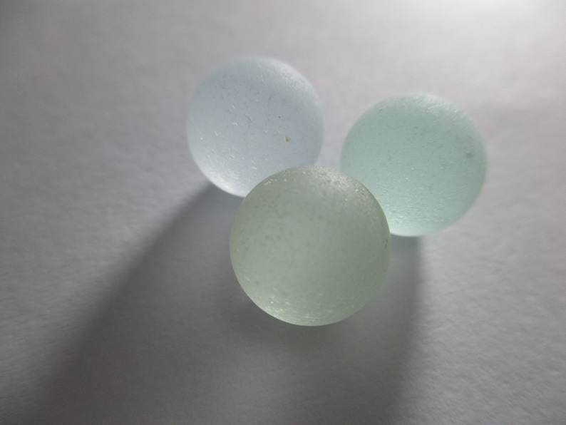 GENUINE SEA GLASS 3 Marble Cods 11mm Flawless Pale Blue Green Yellow Surf Tumbled Vintage Authentic Unaltered Natural Beach Seaglass U 981