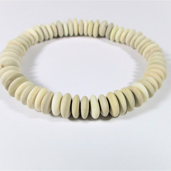 BEACH STONE BRACELET 9 mm Beads 61 Center Drilled Cream Beige Khaki Surf Tumbled Natural Sea Stones Rock Jewelry Beads  Peb 2486