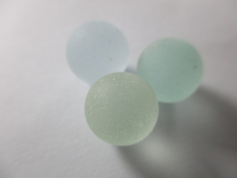 GENUINE SEA GLASS 3 Marble Cods 11mm Flawless Pale Blue Green Yellow Surf Tumbled Vintage Authentic Unaltered Natural Beach Seaglass U 981
