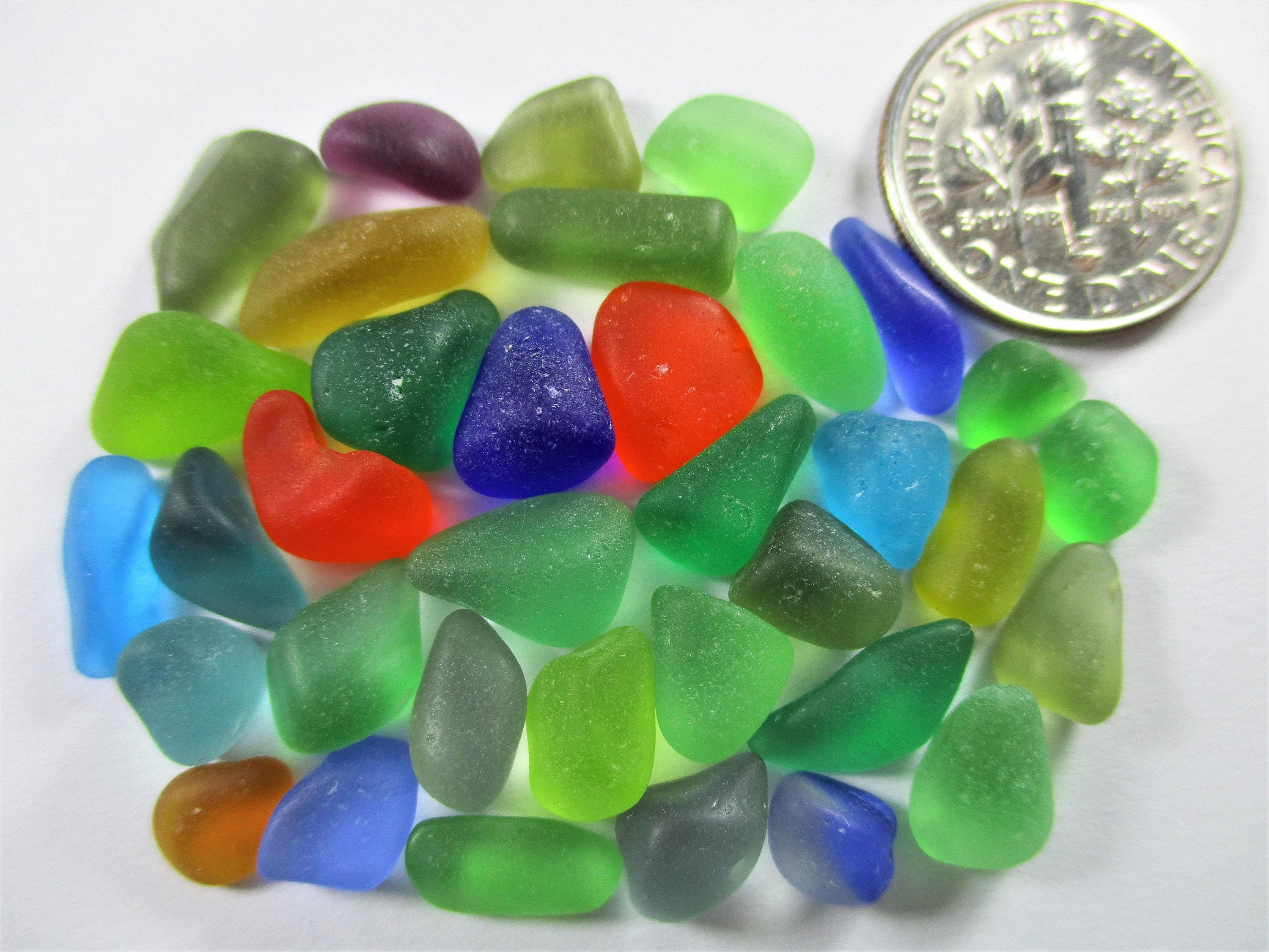 GENUINE SEA GLASS Flawless Gems 35 Small Tiny Orange Purple Etsy