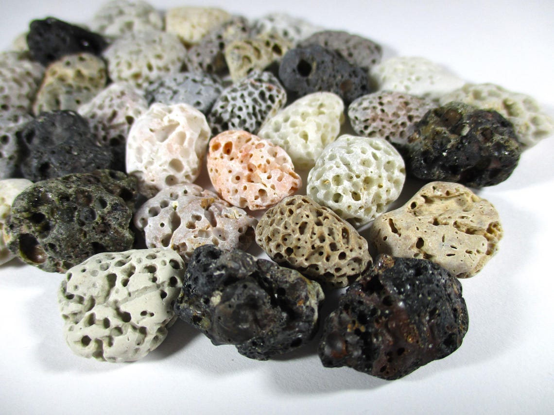 Small Beie Rocks GENUINE BEACH STONES 35 Small Brown White Grey Cream Black Beige Holes ...