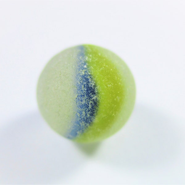 GENUINE SEA GLASS Marble 12mm Flawless Blue Yellow White Cats Eye Real Surf Tumbled Unaltered Vintage Natural Beach Seaglass Ball Bead U 774