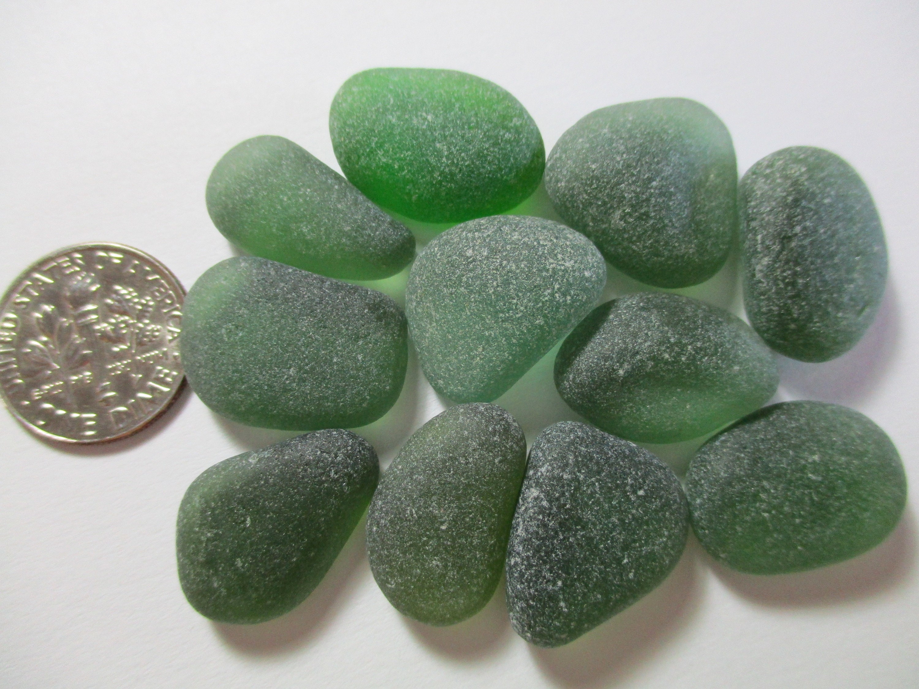 GENUINE SEA GLASS 18mm Flawless Dark Green Gems 11 Real Surf Etsy