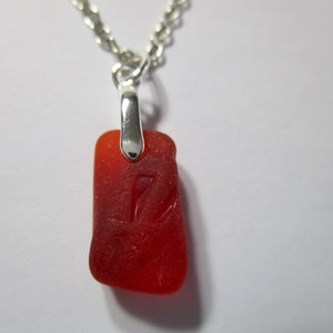 GENUINE SEA GLASS Necklace Sterling Silver Rare Red Amberina Texture Real Surf Tumbled Natural Greek Beach Seaglass Pendant Jewelry  N 608g