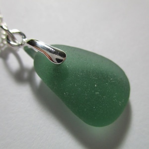 GENUINE SEA GLASS Necklace Sterling Silver Flawless Teal Green Gem Real Surf Tumbled Greek Beach Natural Seaglass Pendant Jewelry  N 815