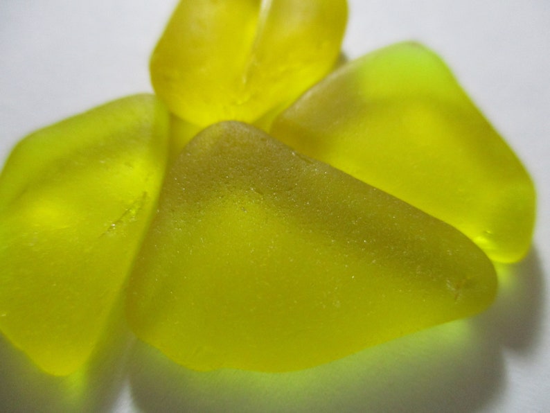 GENUINE SEA GLASS 4 Rare Yellow Real Surf Tumbled Natural Etsy