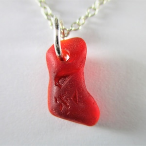 GENUINE SEA GLASS Necklace Sterling Silver Rare Red Amberina Real Surf Tumbled Natural Greek Beach Seaglass Pendant Jewelry Quality  N 705c