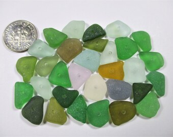 ECHT ZEEGLAS 13mm Flawless Beads 30 Green Seafoam Pastel Moss Flat Center Hole Real Surf Tumbled Natural Beach Seaglass Sieraden C 567