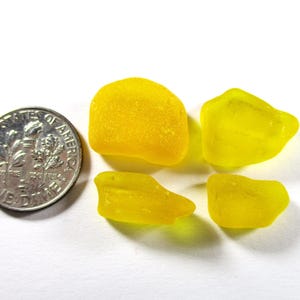 GENUINE SEA GLASS 4 Rare Yellow Real Surf Tumbled Unaltered Undrilled Natural Organic Greek Beach Seaglass Art Jewelry Pendant Beads  U 1919