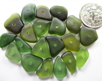 ECHTE ZEEGLAS 13 mm Kralen 20 Forest Teal Moss Olive Green Center Geboorde Surf Tuimelde Natural Beach Seaglass Sieraden Kwaliteit Kraal C 519