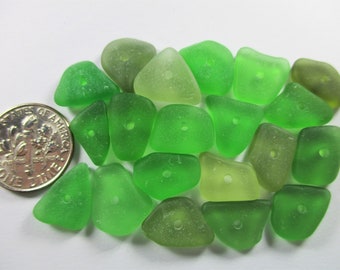 ECHTE ZEEGLAS 13mm Kralen 20 Green Shades Center Geboord Real Surf Tuimelde Natuurlijke Griekse strand gevonden seaglass sieraden kwaliteit kraal C 506
