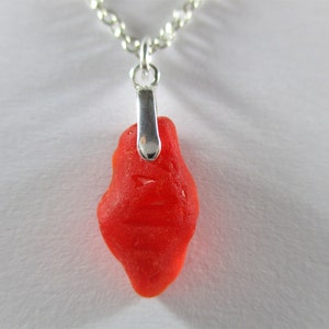 GENUINE SEA GLASS Necklace Sterling Silver Rare Red Amberina Real Surf Tumbled Natural Greek Beach Found Seaglass Pendant Jewelry   N 751d