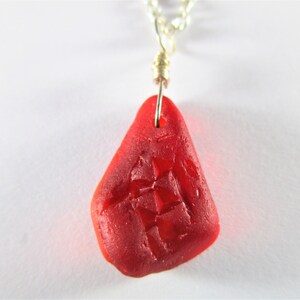GENUINE SEA GLASS Necklace Sterling Silver Rare Red Amberina Texture Real Surf Tumbled Natural Greek Beach Seaglass Pendant Jewelry  N 394l