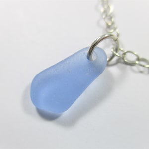 GENUINE SEA GLASS Anklet Flawless Cornflower Blue Gem Sterling Silver Real Surf Tumbled Natural Beach Seaglass Ankle Bracelet Jewelry A 211c