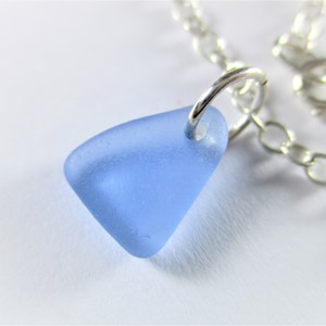 GENUINE SEA GLASS Anklet Sterling Silver Flawless Cornflower Blue Gem Real Surf Tumbled Natural Beach Seaglass Ankle Bracelet Jewelry A 176d