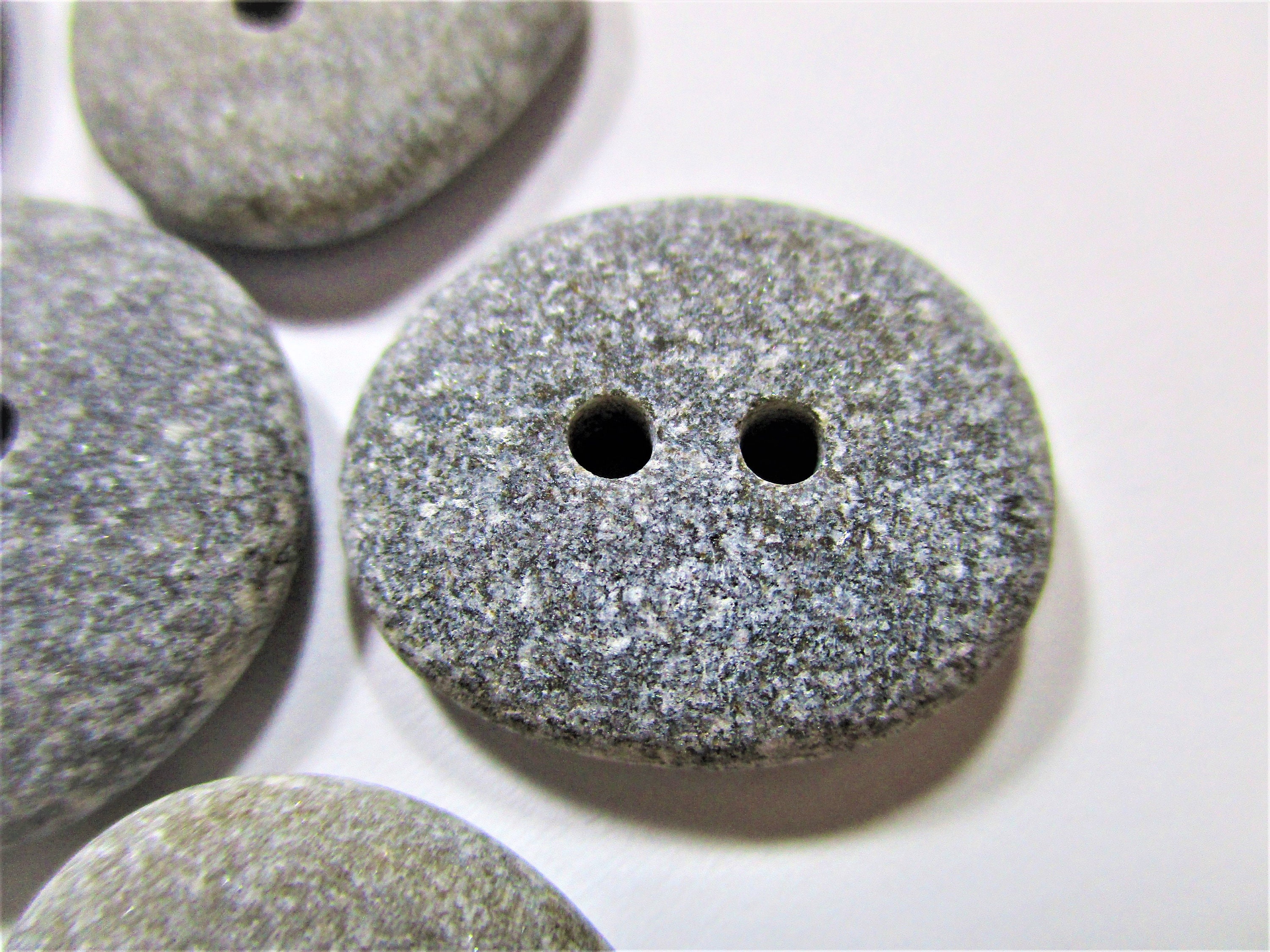 BEACH STONE BUTTONS 19 mm Flawless 7 Black Dark Grey Two Holes Etsy