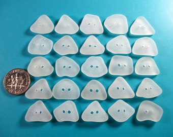 GENUINE SEA GLASS 17mm Botones 25 Impecable Blanco Claro Real Surf Caído Natural Raw Beach Seaglass Coser Tejer Dos Agujeros Cuentas Pero 351