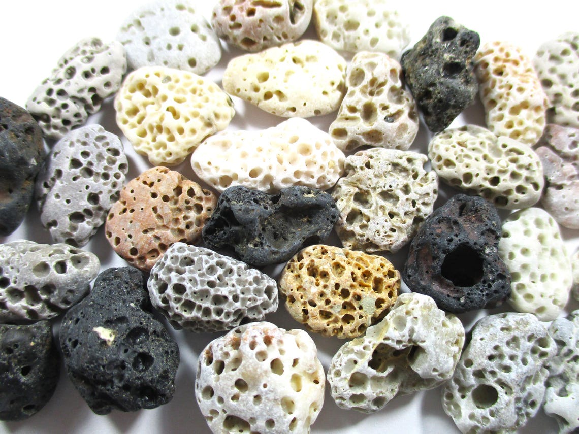 Small Beie Rocks GENUINE BEACH STONES 30 Small Brown White Grey Cream Black Beige Holes ...