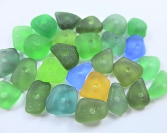 ECHTE ZEE GLAS 8mm Kralen 25 Kleine Tiny Center Geboord Echte Surf Tuimelde Natuurlijke Griekse Strand Gevonden Zeeglas Sieraden Kwaliteit Kraal C 578