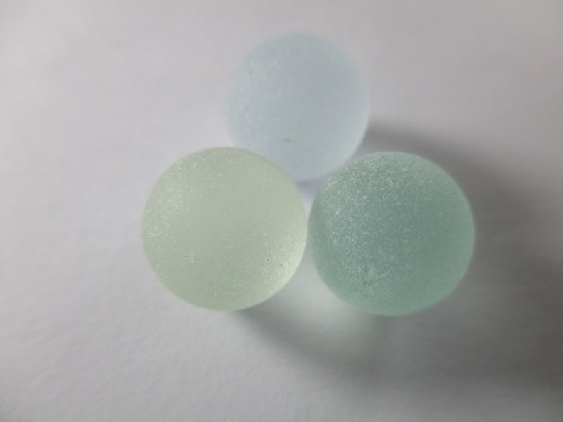 GENUINE SEA GLASS 3 Marble Cods 11mm Flawless Pale Blue Green Yellow Surf Tumbled Vintage Authentic Unaltered Natural Beach Seaglass U 981