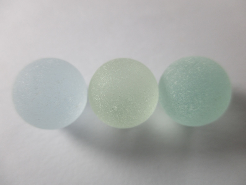 GENUINE SEA GLASS 3 Marble Cods 11mm Flawless Pale Blue Green Yellow Surf Tumbled Vintage Authentic Unaltered Natural Beach Seaglass U 981