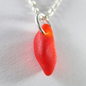 GENUINE SEA GLASS Necklace Sterling Silver Rare Red Amberina Real Surf Tumbled Natural Greek Beach Seaglass Pendant Jewelry Quality  N 699c